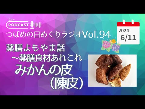 【薬膳食材】みかんの皮（陳皮）であれこれ〜薬膳よもやま話　つばめの日めくりラジオVol 94　2024年6月11日